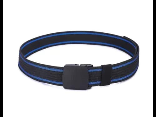 Men Striped Webbed Wide Belt with Flap Buckle Closure (2)