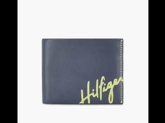 Brand Print Leather Bi-Fold Wallet