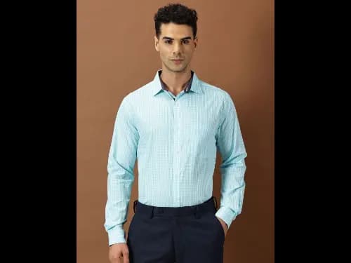 Men Micro Checks Formal Shirt