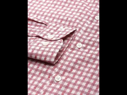 Men Easy Care Red & White Checked Formal Shirt (3)