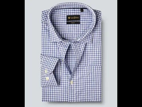 Men Easy Care Blue & White Checked Formal Shirt (5)