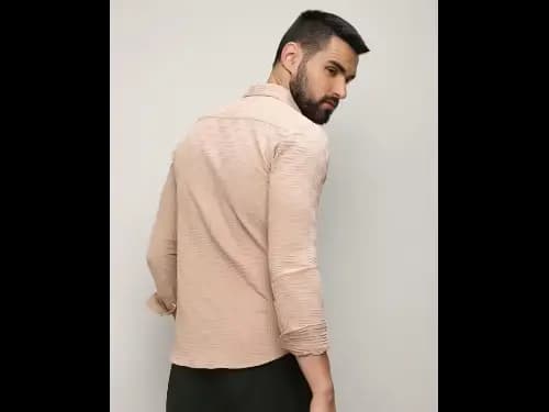 Men Self-Design Regular Fit Shirt (4)