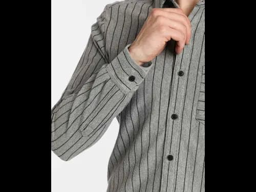 Men Striped Regular Fit Shirt with Patch Pocket (2)