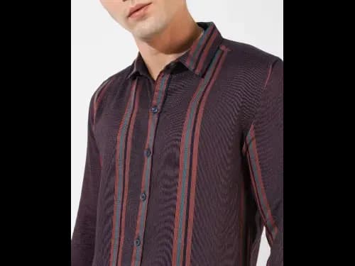 Striped Shirt with Spread Collar (3)