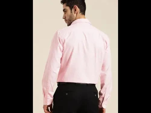 Men Easy Care Pink & White Self Design Sustainable Formal Shirt (4)