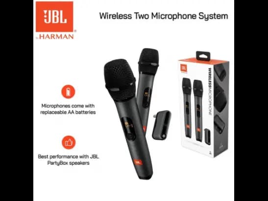 JBL Dual Wireless Microphone MIC-300 UHF Two Wireless Microphone System - Black (4)