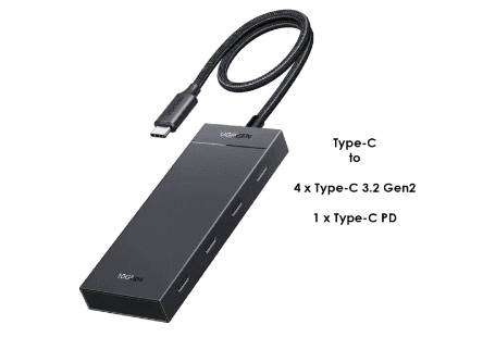UGREEN 5-in-1 Type-c to 4 x Type-C 3.2 Gen2 speed up to 10Gpbs With PD Hub – CM806 - 55334
