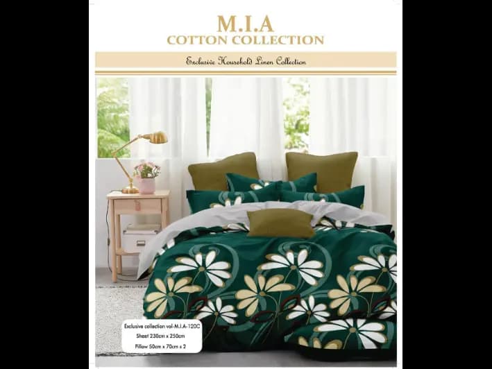 Mia Cotton King Size Bedsheet With 2 Pillow Covers (90 x 100) / MIA 120 (2)