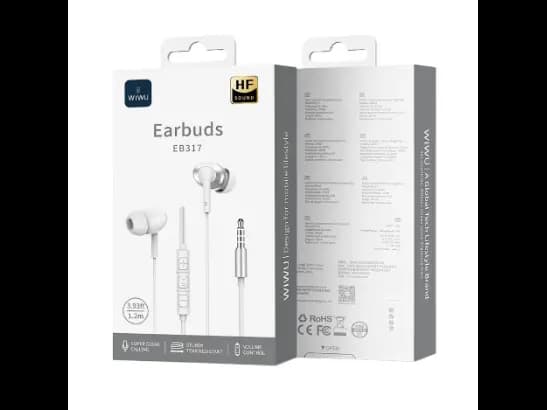 WiWU EB317 Stereo Earphone – Black / White with 6 Month Warranty (4)