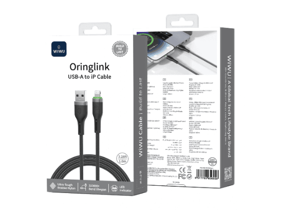 WiWU Wi-C068 Oringlink USB To Lightning Cable 1M – Black with 6 months warranty (3)
