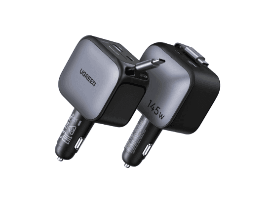 UGREEN 145W Nexode Car Charger with Retractable Cable 2x Type-C USB – EC604 – 55910B – 1 Year Warranty (4)
