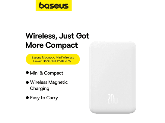 Baseus 5000mAh 20W Magnetic Mini Wireless Fast Charge Power Bank Stellar White – P10022107223-00 – 1 Year Warranty (5)