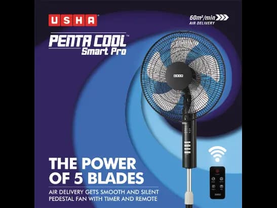 USHA Pedestal Fan Penta Cool Smart Pro With Remote FS40-2Y with 1 year warranty (3)