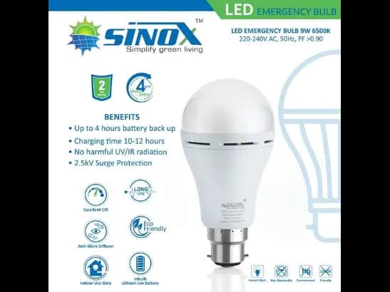 Sinox Rechargeable Inverter Bulb 9W Indian (2)