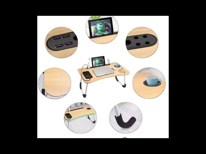 Premium Portable Foldable Laptop Table with Tablet Slots & Cup Holder (3)