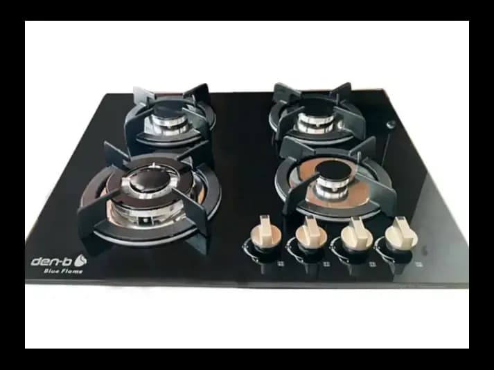 Den-b 4 Burner Black Tempered Glass Cooker Hob