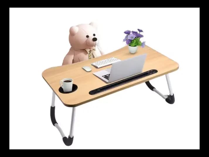 Premium Portable Foldable Laptop Table with Tablet Slots & Cup Holder (2)