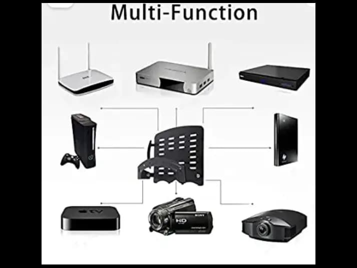 Steel Wall Mount Shelf Bracket for TV Accessories, DVD, PlayStation, Projector WiFi Router, Modem, TV Set Top Box Stand, (LIMITED EDITION BLACK) (5)
