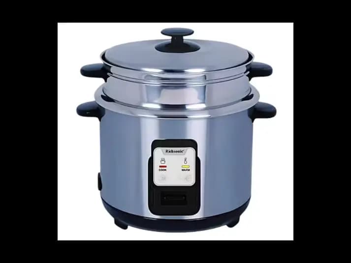 Fully Stainless Steel Silver Rice Cooker With Steamer 2.8|1.8 Liters (Stainless Steel inner-Pot)