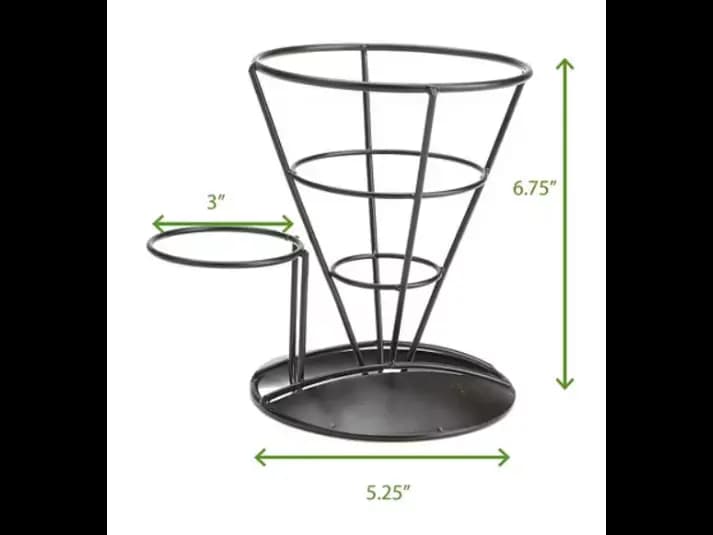 Cone French Fry Holder with Sauce Cup / Condiment Holder (4)