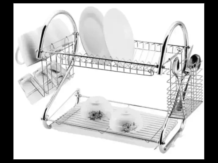 Two-Tier Kitchen Dish Rack – Silver (6)