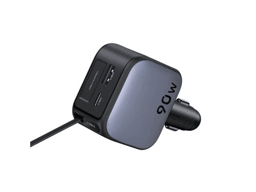 UGREEN 55909B Nexode 90W Retractable Car Charger (2)