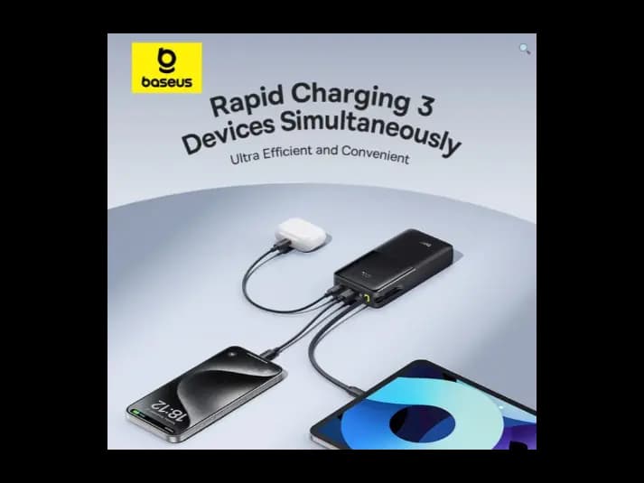 Baseus 20000mAh 20W Bipow 2 Digital Display Power Bank with Built-in Type-C Cable – Cluster Black – Model: P10077101113-01 (6)