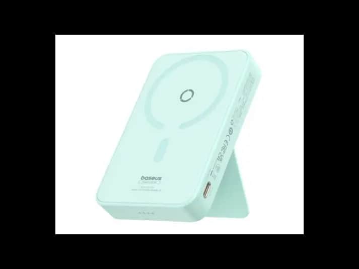 Baseus MagPro Magnetic Bracket Wireless Fast-Charging Power Bank 5000mAh 20W Peppermint Blue (with Simply Series Charging Cable Type-C to Type-C (20V/3A) 30cm White) – P10064101333-00