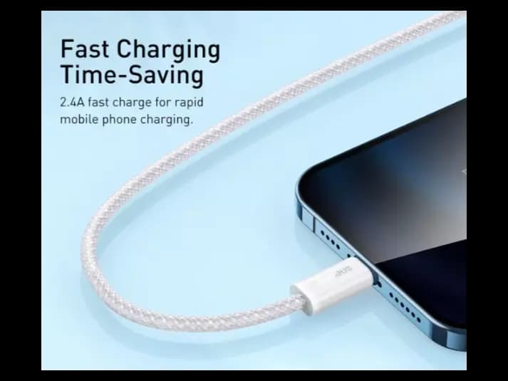 Baseus Dynamic Series USB to Lightning 2 Meter 2.4A Fast Charging Data Cable – White – CALD000502 (3)