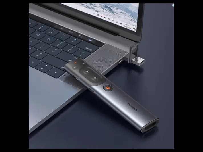 Baseus Orange Dot AI Wireless Presenter (Red Laser)(Charging)(Smart Voice Recording, Real Time Voice Translation) – Grey – WKCD020013 – 1 Year Warranty (5)