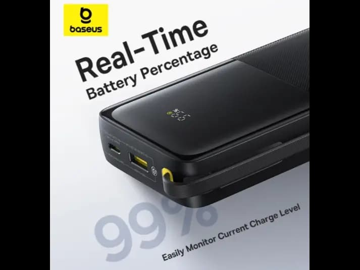 Baseus 20000mAh 20W Bipow 2 Digital Display Power Bank with Built-in Type-C Cable – Cluster Black – Model: P10077101113-01 (4)