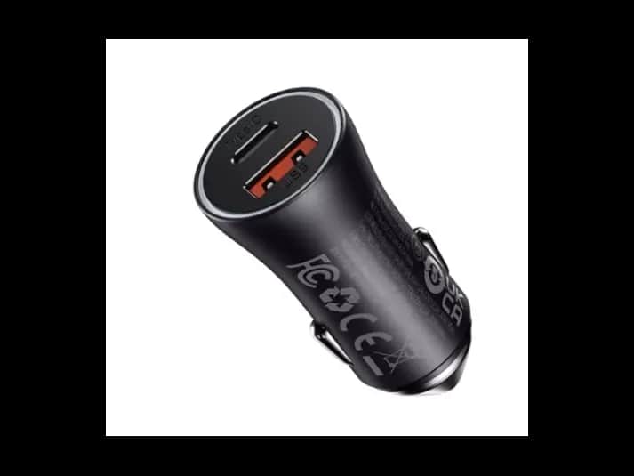 Baseus 60W Golden Contactor Max Dual Fast Car Charger – USB + Type-C (Dark Gray) – Model: CGJM000113