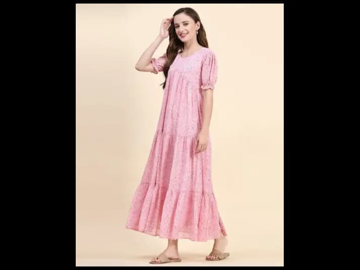 Women Floral Print Tiered Dress (3)