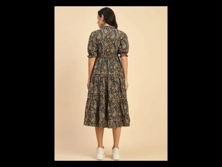 Ethnic Motifs Printed Cotton Empire Midi Dress (5)