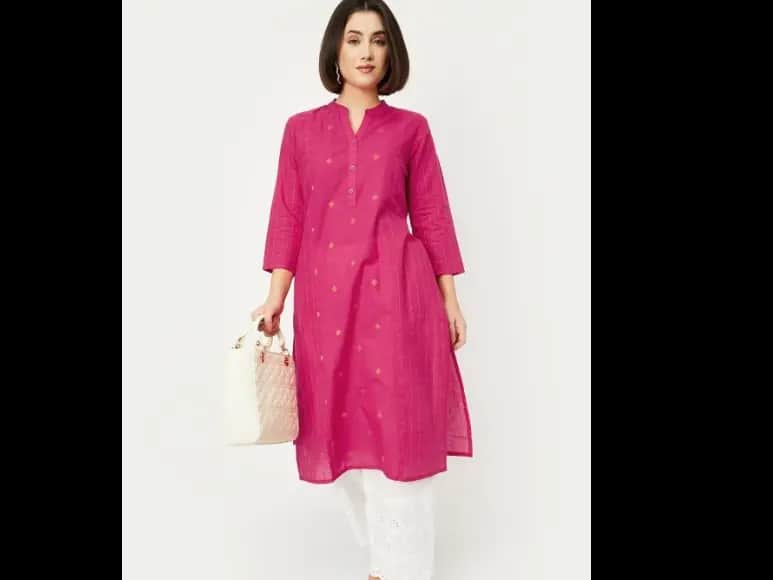 Women Geometric Mirror Work Kurta