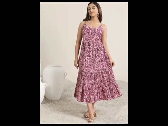Women Print Fit & Flare Midi Dress