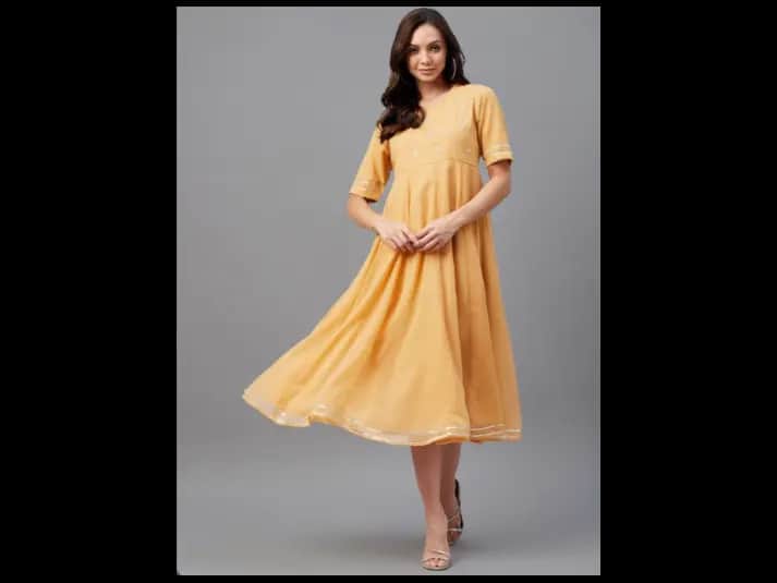 Yellow Georgette Empire Midi Dress