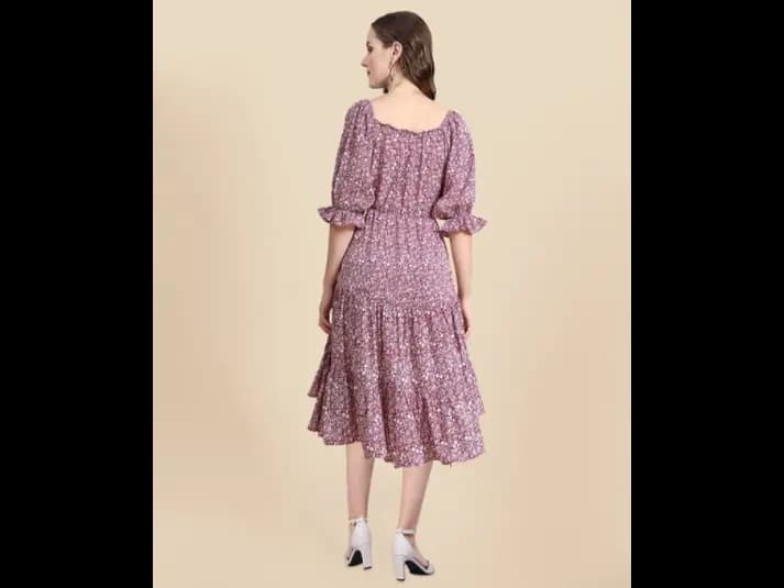 Women Floral Print Tiered Dress (4)