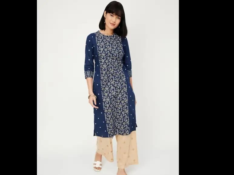 Floral Printed Cotton Straight Kurta (4)