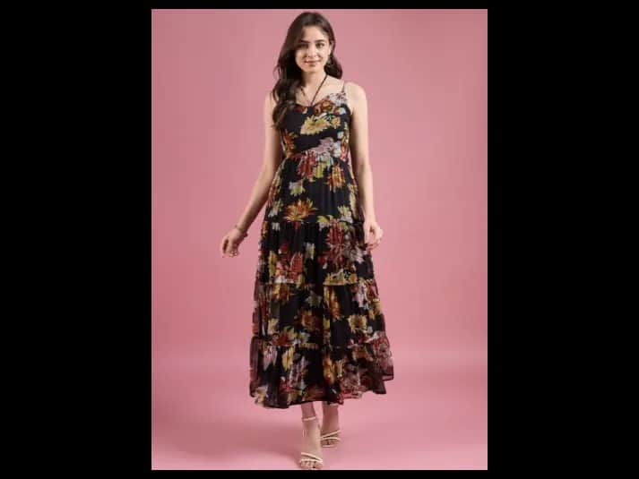 Floral Print Chiffon Maxi Dress