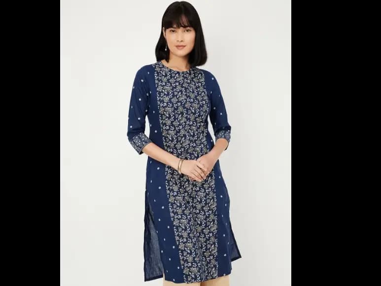 Floral Printed Cotton Straight Kurta