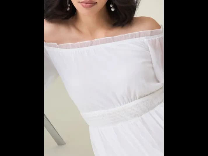 Women Off-Shoulder Smocked Tiered Maxi Dress (6)