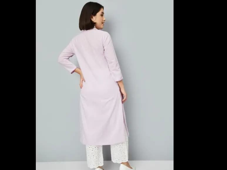 Patchwork Shirt Collar Straight Kurta (4)