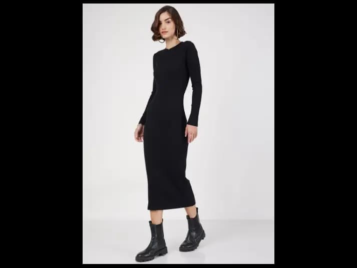 Long Sleeve Bodycon Midi Dress (2)