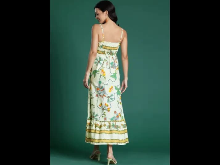 Pure Cotton Floral Print Ethnic Maxi Dress (4)