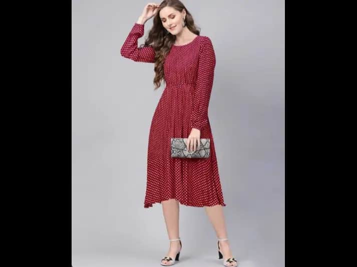 Polka-Dot Print Fit & Flare Dress