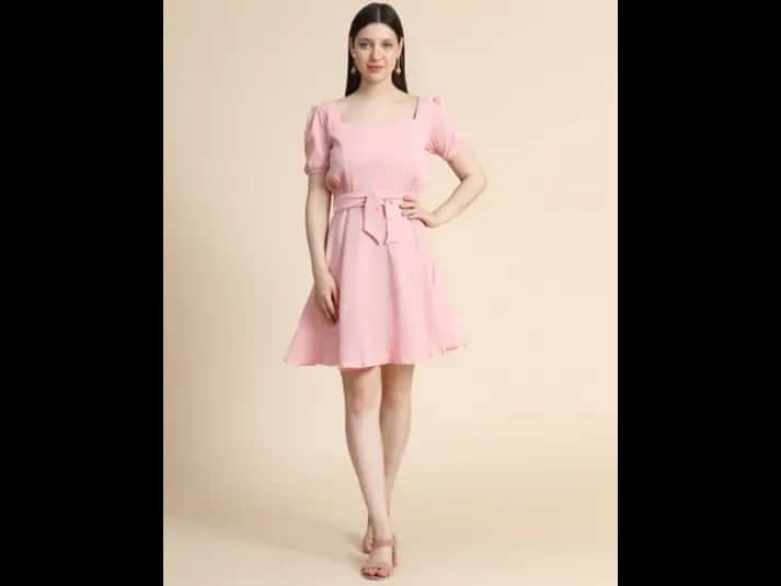 Fit & Flare Dress with Waist Tie-Up