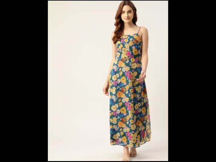Blue & Yellow Floral Maxi Dress
