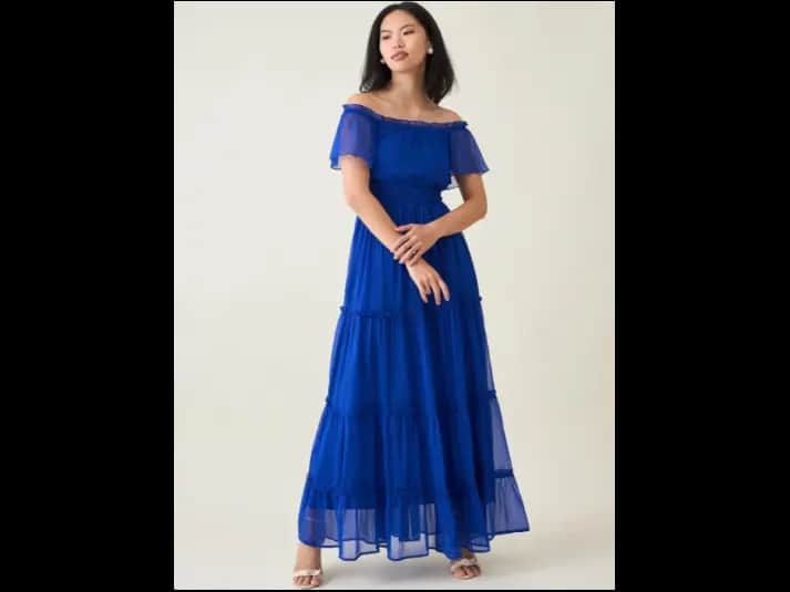 Women Off-Shoulder Tiered Layered Maxi Dress