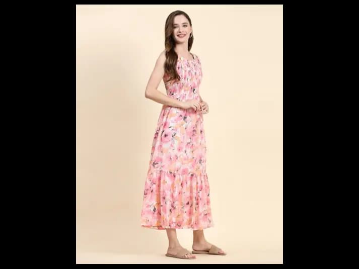 Women Floral Print Tiered Dress (4)